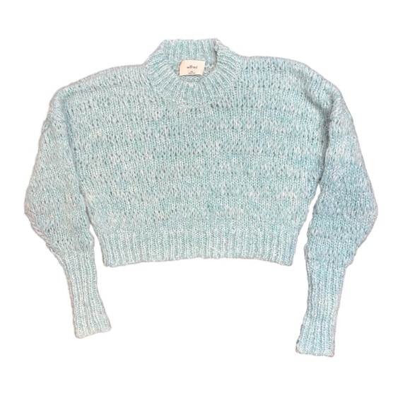 Aritzia Wilfred Lune Sweater Knit Cropped Crewneck Wool Oceanic Teal blue XXS - Picture 10 of 11